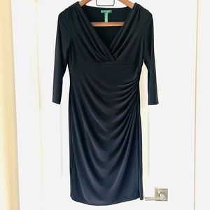 Ralph Lauren Black Wrap Wrinkle Free Dress Size 14